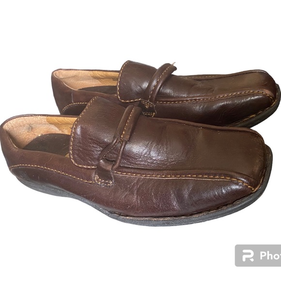 Born Leather brown loafer driving shoes size 7.5 detailed stitching rubber sole - Picture 2 of 10